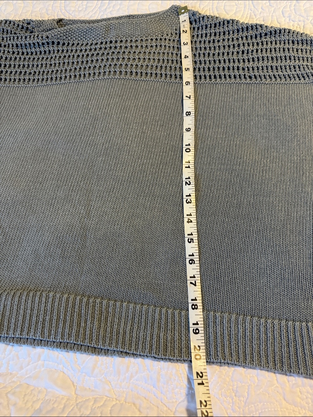 Max Studio Light Gray Open-Knit Yoke Crew Sweater - Picture 7 of 7